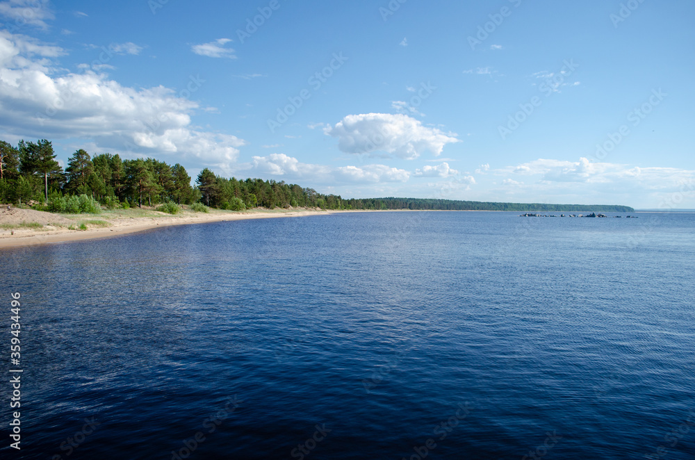 Beautiful view in Onega Lake, Russia, Vologda oblast.