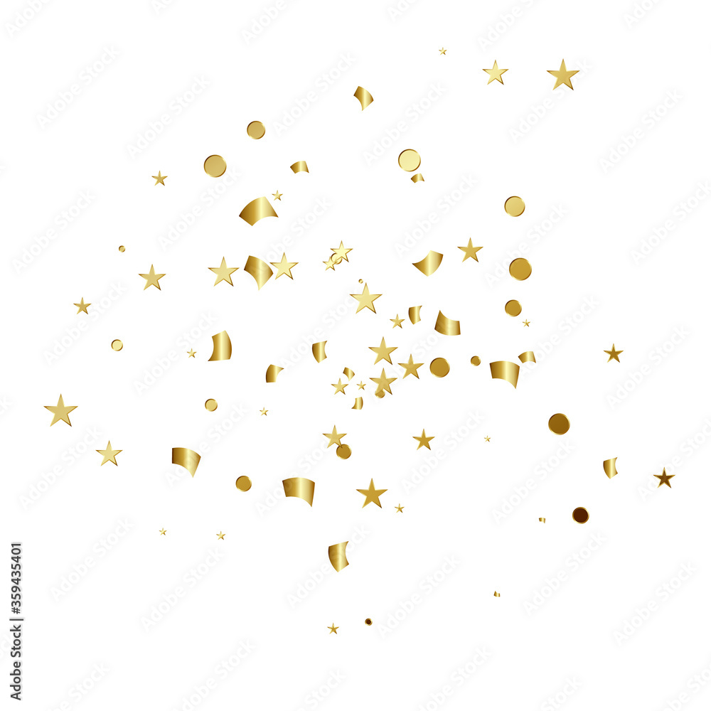 Golden Tiny Confetti And Falling On White Background. Vector Golden Tiny Confetti And Falling On White Background. Vector