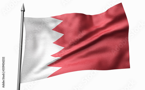 3D Illustration of Flagpole with Bahrain Flag