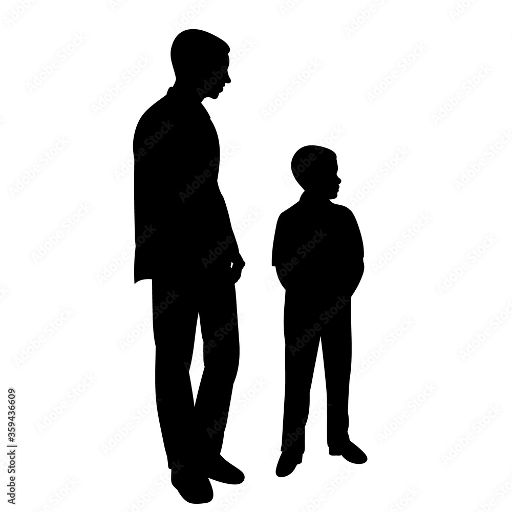 vector, isolated, black silhouette man with a child vector, isolated, black silhouette man with a child