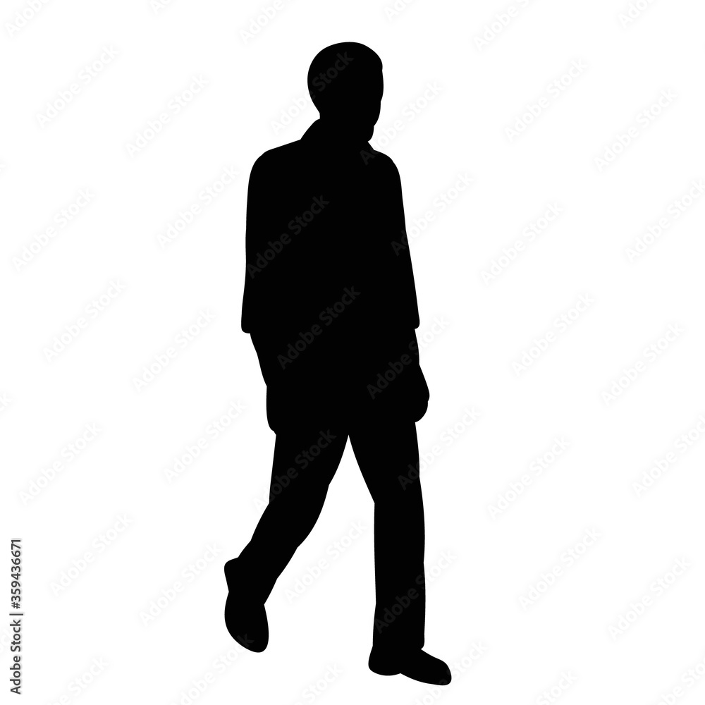 isolated, black silhouette man walking