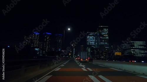 Skyscrapers and driving video at night