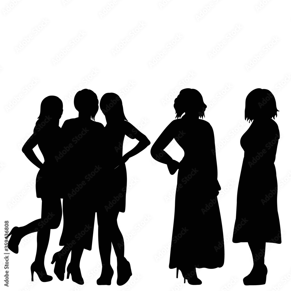 vector, isolated, black silhouette girl girlfriend vector, isolated, black silhouette girl girlfriend