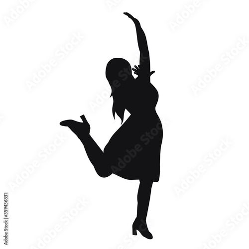 vector, isolated, black silhouette of a girl jumping
