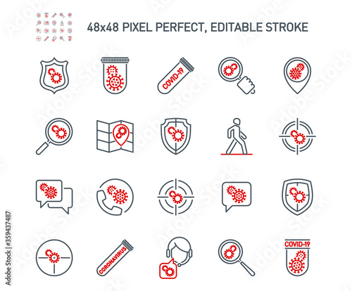 Simple Set of Coronavirus Protection Related Vector Line Icons. Contains such Icons as Protective Measures, Coronavirus Symptoms, Incubation Period and more. Editable Stroke. 48x48 Pixel Perfect.