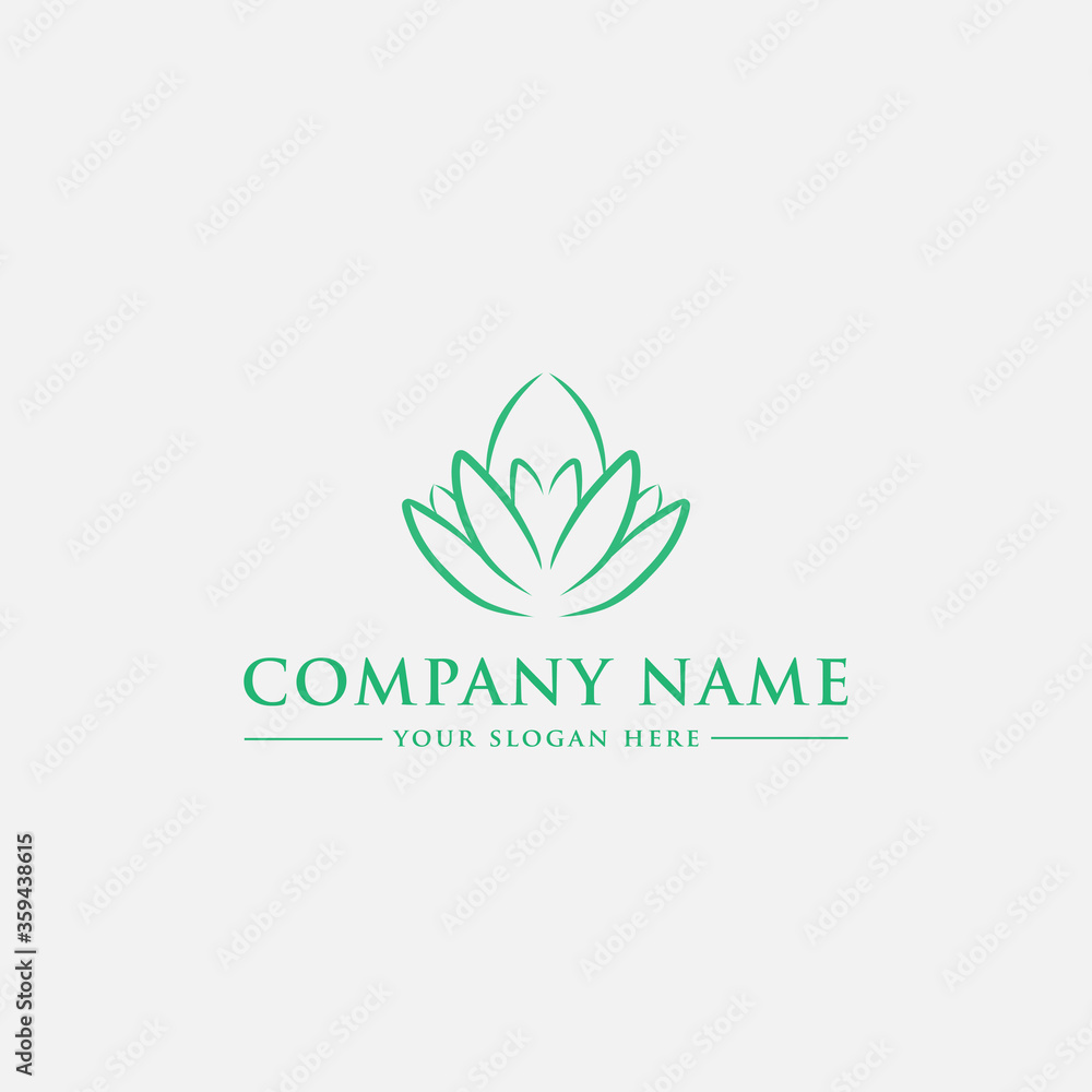 Beauty logo design templates, with lily flower head icon line art