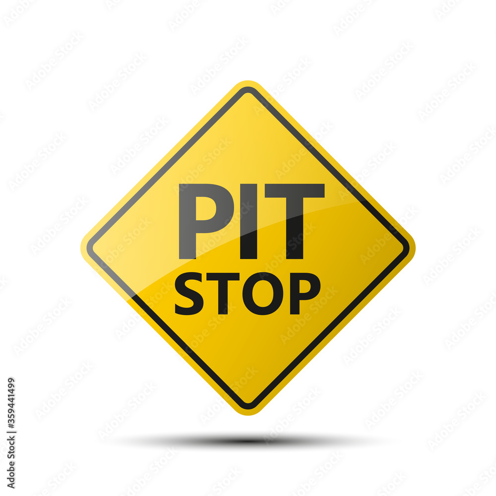 yellow diamond road sign with a black border and an image pit stop, sticker on white background Illustration yellow diamond road sign with a black border and an image pit stop, sticker on white background Illustration