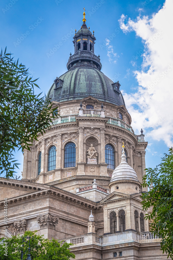 The dome of the St. Stephen's Basilica in Budapest, Hungary, Europe.