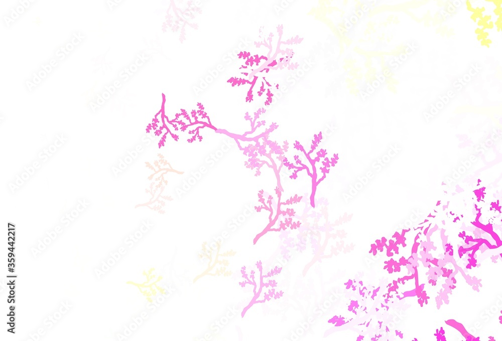 Light Pink, Yellow vector natural background with branches. Light Pink, Yellow vector natural background with branches.