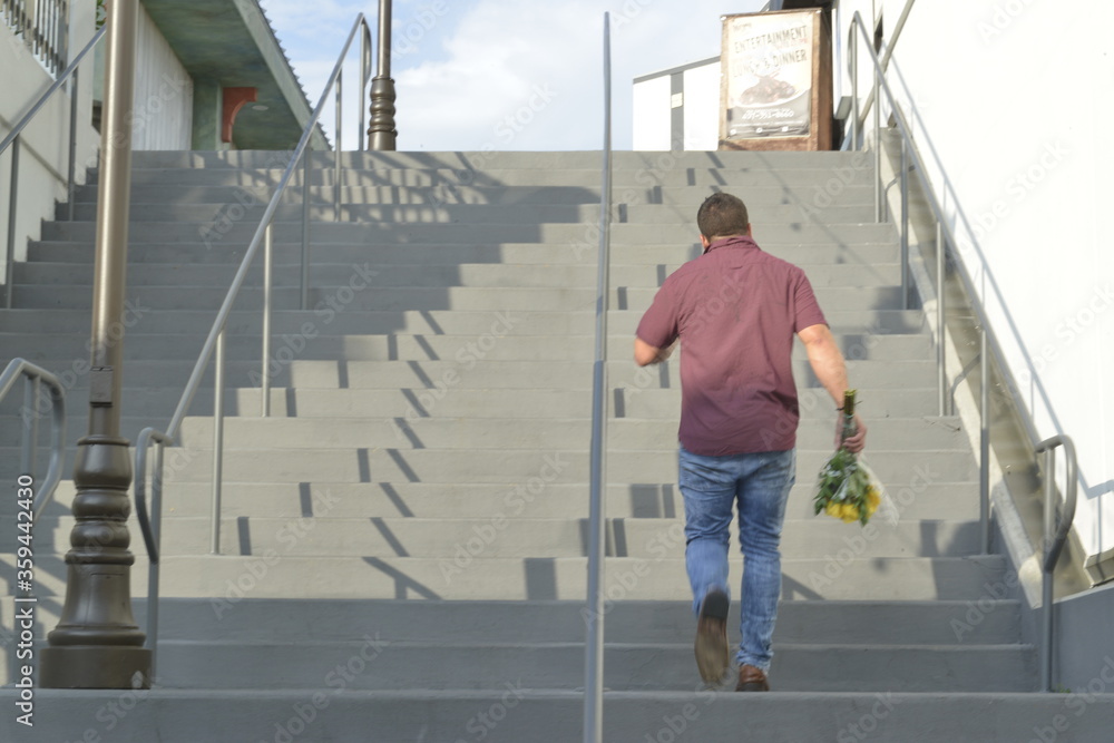 man on the stairs