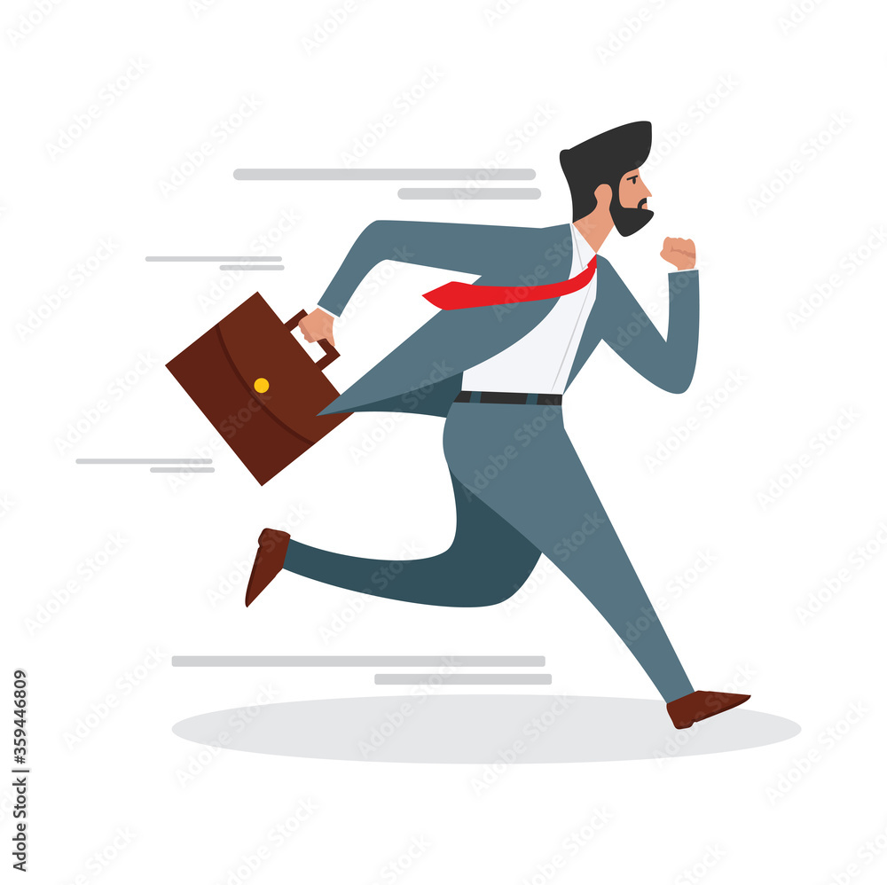businessman character running with a briefcase businessman character running with a briefcase