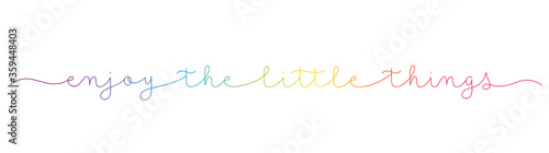 ENJOY THE LITTLE THINGS rainbow vector monoline calligraphy banner with swashes