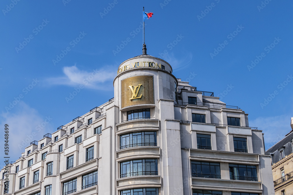 Louis Vuitton Store at Champs Elysee Paris France Stock Photo