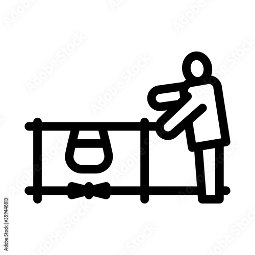 human boiling nutrition on camp flame icon vector. human boiling nutrition on camp flame sign. isolated contour symbol illustration