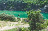 mountain lake with green water