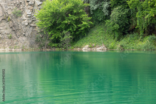 mountain lake with green water