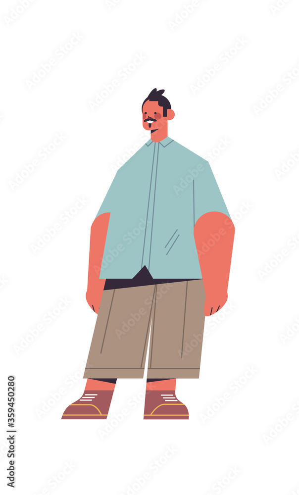 cute man posing in camera smiling guy in casual trendy clothes male cartoon character standing pose full length isolated vertical vector illustration