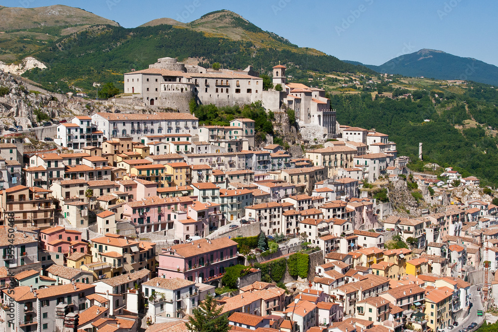Typical country of southern Italy.Muro Lucano, Potenza district, Basilicata, Italy, view of the town and the medieval castle.