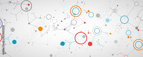 Geometric abstract background with connected line and dots. Futuristic digital background for science and technology.