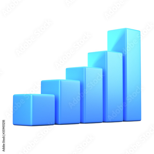 3d render bar graph isolated white background