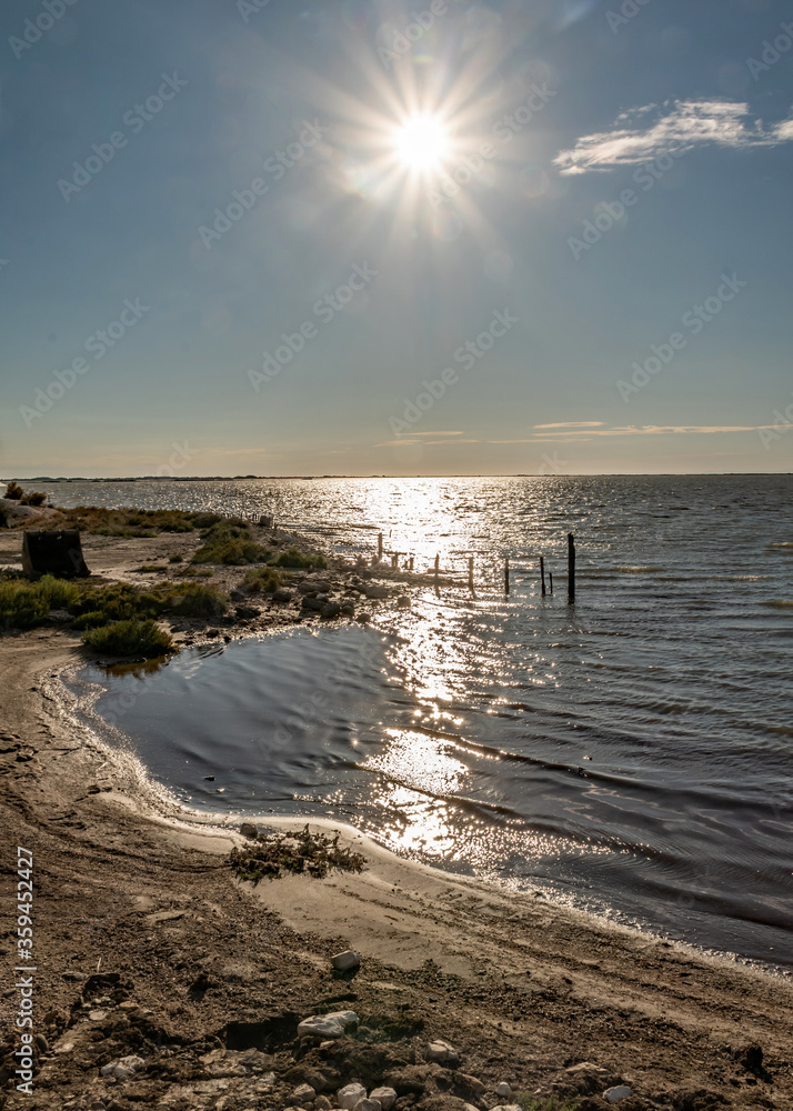 Sunset on Camargue in South of France - Coucher de soleil sur les marais salants de Camargue dans le Sud de la France Sunset on Camargue in South of France - Coucher de soleil sur les marais salants de Camargue dans le Sud de la France