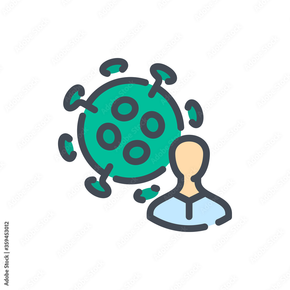 Infected Patient color line icon. Patient with Virus vector outline colorful sign. Infected Patient color line icon. Patient with Virus vector outline colorful sign.