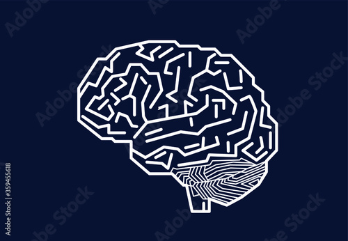 human brain with computer circuit board.