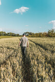 man in a wheat field