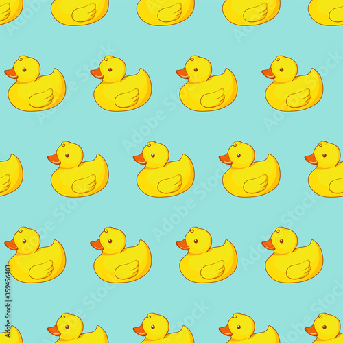 Vector seamless pattern with yellow ducks