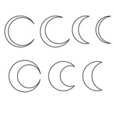 7 vector moon shapes. Editable stroke. Eps 10