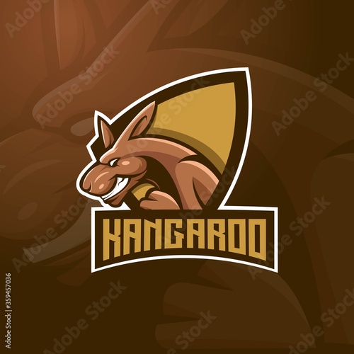 Kangaroo mascot logo design vector with modern illustration concept style for badge, emblem and t shirt printing. Angry Kangaroo illustration for sport and e-sport team.