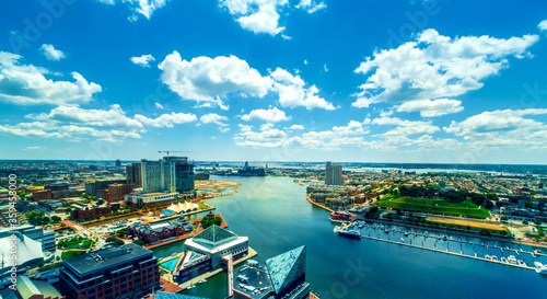 Inner harbor in Baltimore  Maryland on a clear day
