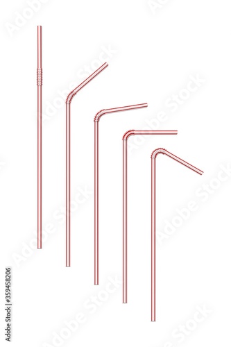 Vector realistic straw set on white background