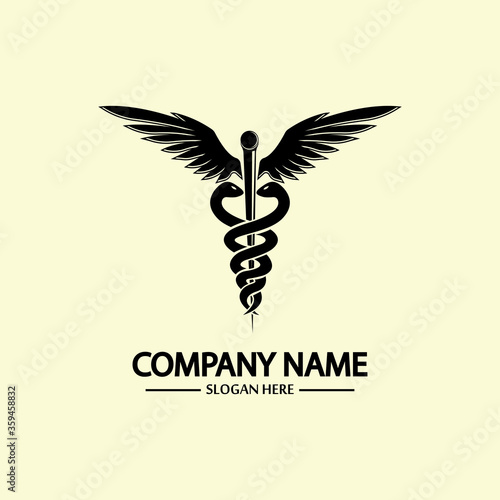 Caduceus, Caduceus logo icon for Medical healthcare conceptual vector illustrations