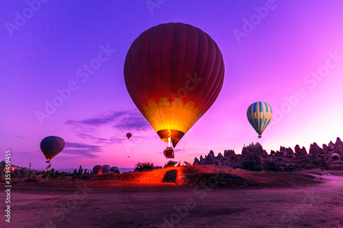Hot air ballon in Cappadocia. The Cappadocian Region located in the center of the Anatolian of Turkey, with its valley, canyon, hills and unusual rock formation created as a result of the eroding.
