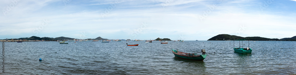 panorama view ocean Landscape with fisherman boat