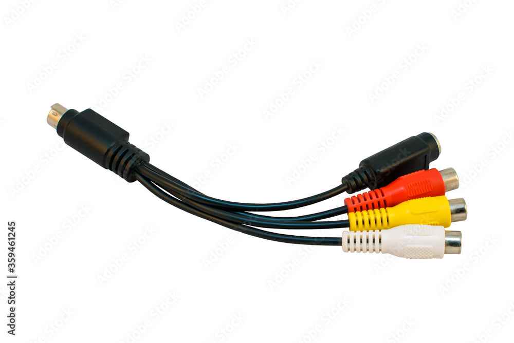 Adapter with multi-colored plugs on a white background, isolated Adapter with multi-colored plugs on a white background, isolated