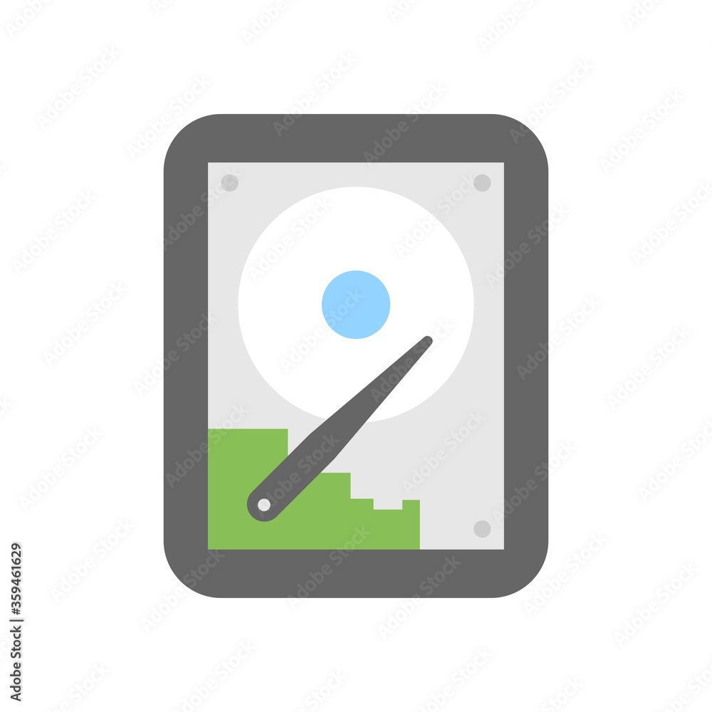 Hard disk flat icon illustration on white background. Hard drive symbol. Computer hardware sign.