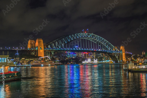 View of the Harbour Bridge in Sydney at night