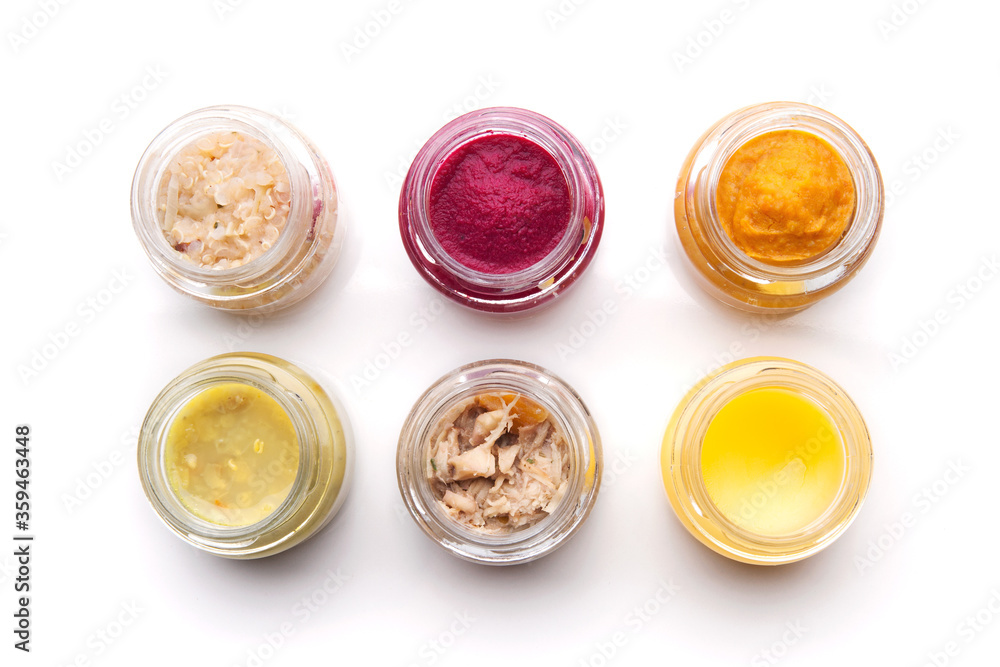 Nutrition concept - Healthy food, Diet, Detox, Clean Eating or Vegetarian concept. Glasses of food and small quiches. Nutritious food against white background. Nutrition concept - Healthy food, Diet, Detox, Clean Eating or Vegetarian concept. Glasses of food and small quiches. Nutritious food against white background.