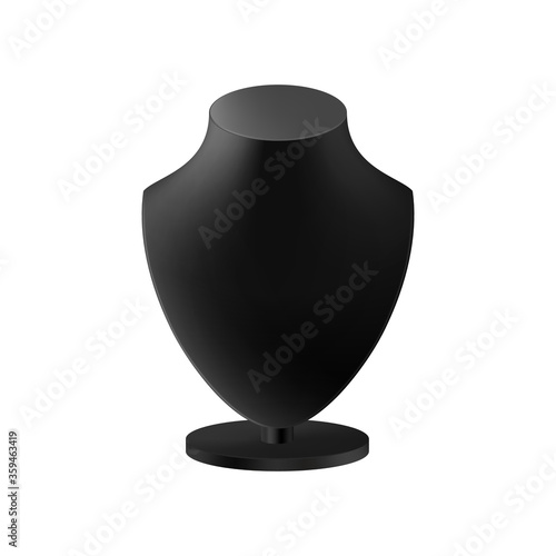 Realistic 3d Detailed Blank Black Necklace Display . Vector