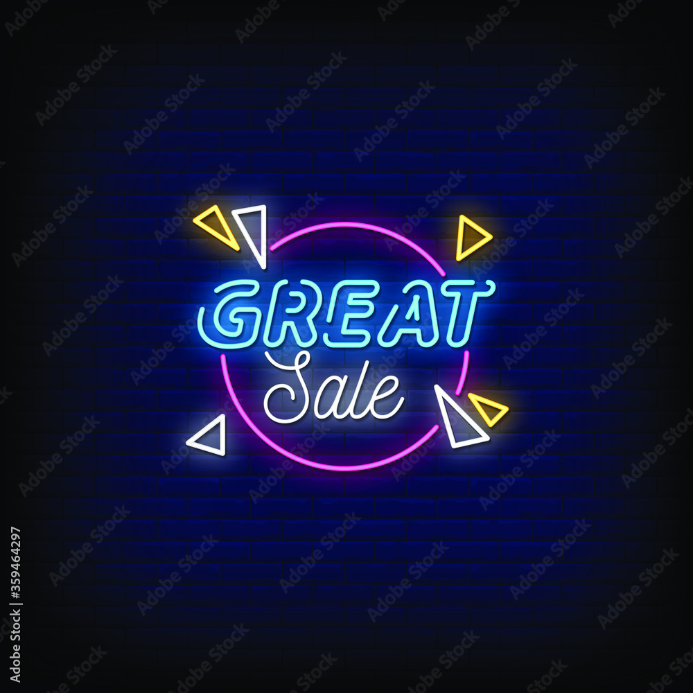 Great Sale Neon Signs Style Text vector Great Sale Neon Signs Style Text vector