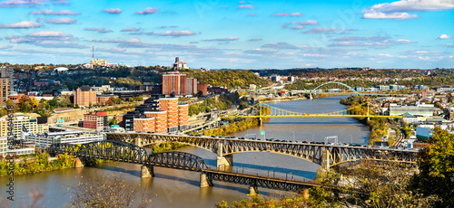 Bridges across the Monongahela River in Pittsburgh, Pennsylvania © Leonid Andronov