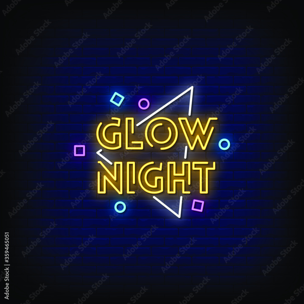 Obraz premium Wektor styl tekstu Glow Night Neon Signs