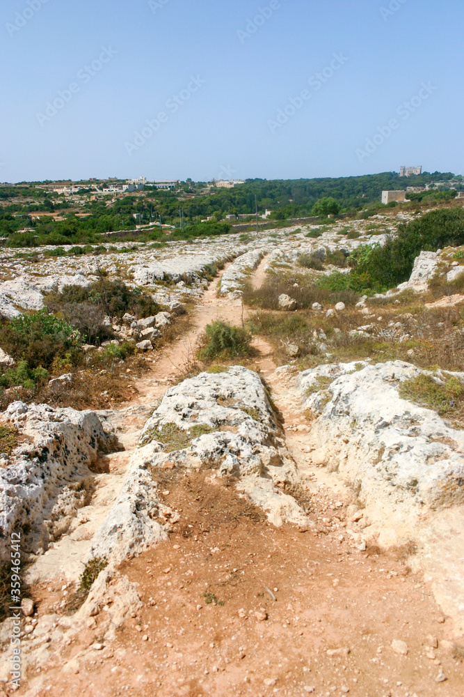 Misrah ghar il-kbir cart tracks in Malta