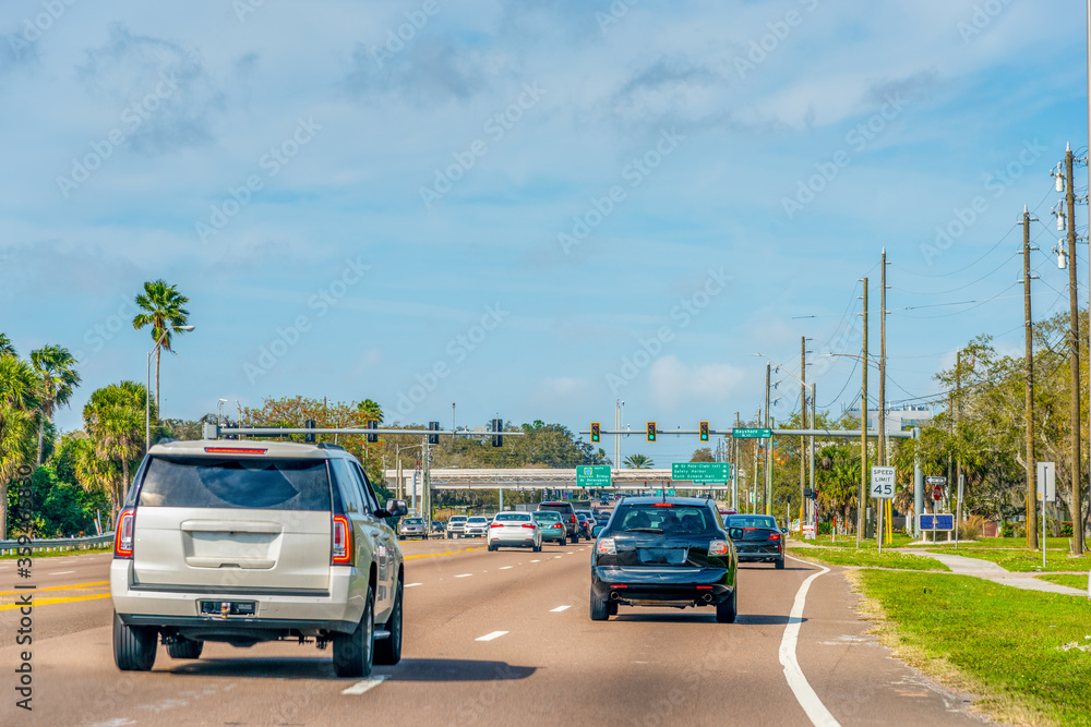 Traffic in southern Florida on a cloudy day