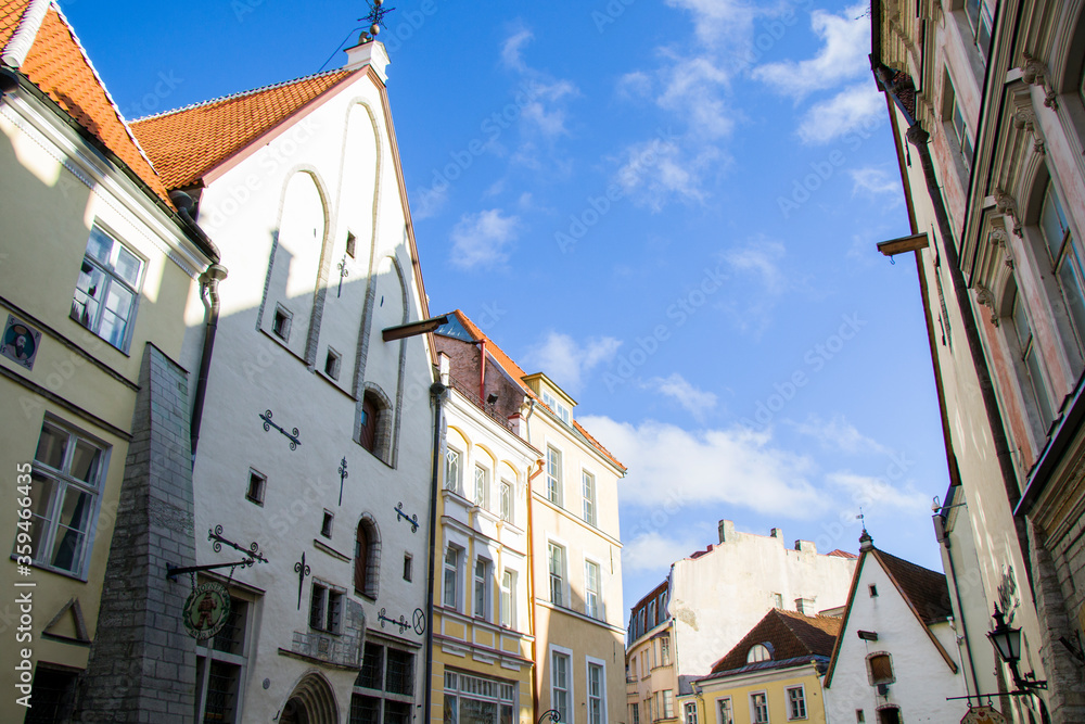 Buildings and architecture exterior view in old town of Tallinn, colorful old style houses and street situation. Tallinn, Estonia. Buildings and architecture exterior view in old town of Tallinn, colorful old style houses and street situation. Tallinn, Estonia.