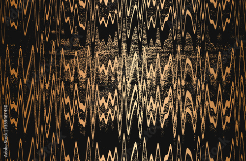 Distressed overlay texture of golden fabric. Textile with eastern floral ornament, leaves and flowers. grunge background. abstract vector illustration.