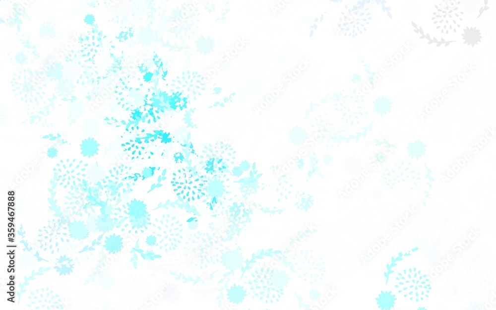Light BLUE vector doodle layout with flowers