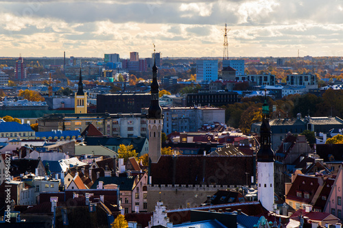 City view of Tallinn. Buildings and architecture exterior view in old town of Tallinn. photo